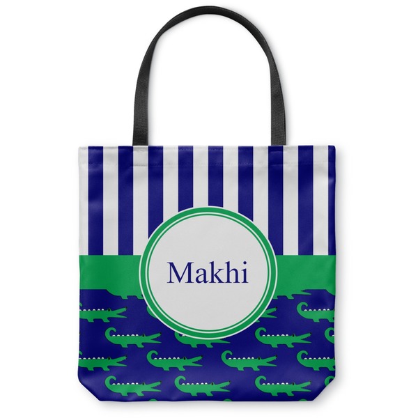 Custom Alligators & Stripes Canvas Tote Bag (Personalized)