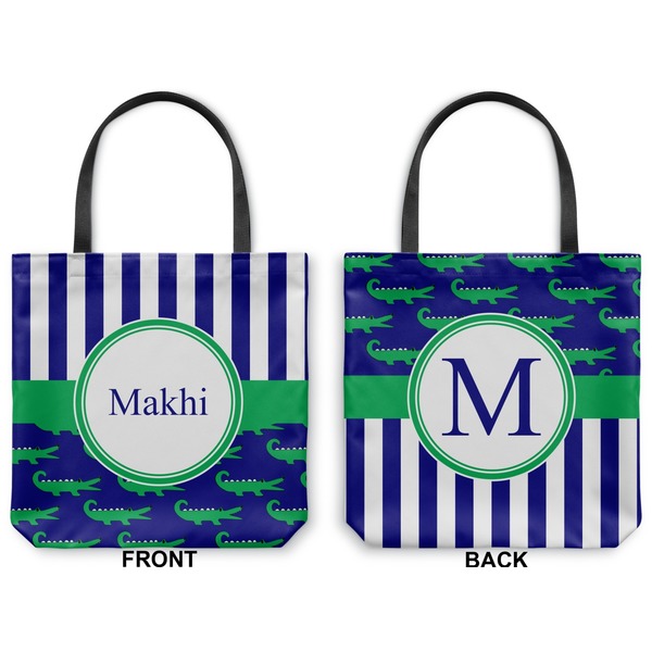 Alligators & Stripes Canvas Tote - Front and Back