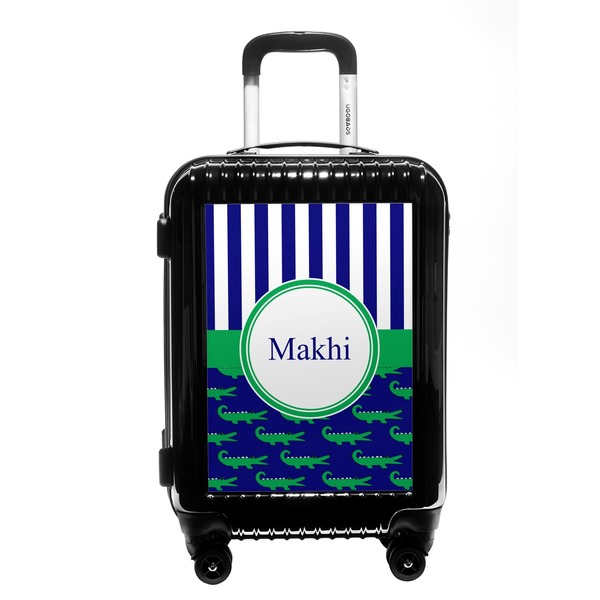 Custom Alligators & Stripes Carry On Hard Shell Suitcase (Personalized)
