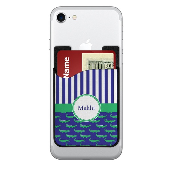 Custom Alligators & Stripes 2-in-1 Cell Phone Credit Card Holder & Screen Cleaner (Personalized)