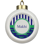 Alligators & Stripes Ceramic Ball Ornament (Personalized)
