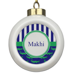 Alligators & Stripes Ceramic Ball Ornament (Personalized)