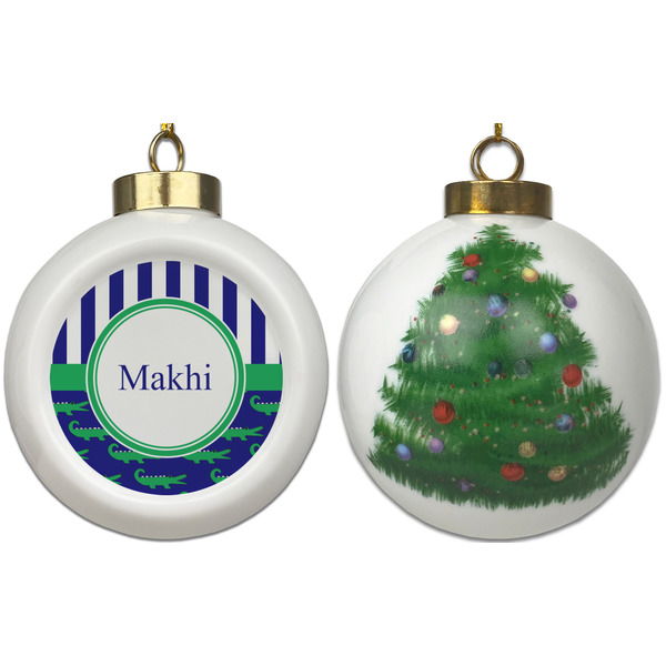 Alligators & Stripes Ceramic Christmas Ornament - X-Mas Tree (APPROVAL)