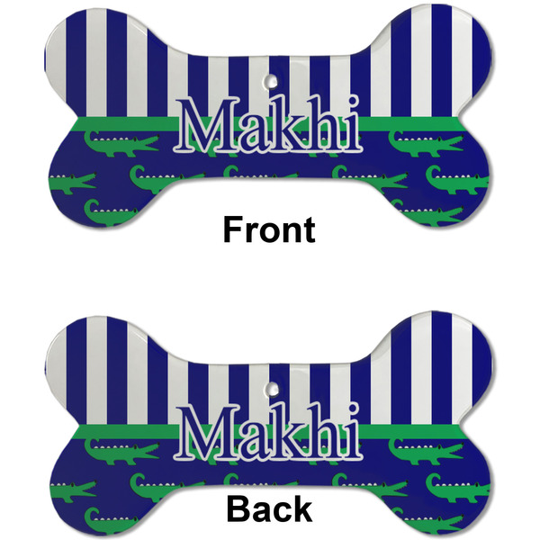 Alligators & Stripes Ceramic Flat Ornament - Bone Front & Back (APPROVAL)