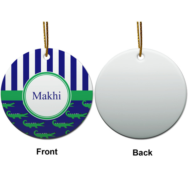 Alligators & Stripes Ceramic Flat Ornament - Circle Front & Back (APPROVAL)