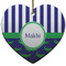Alligators & Stripes Ceramic Flat Ornament - Heart (Front)