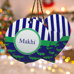 Alligators & Stripes Ceramic Ornament w/ Name or Text