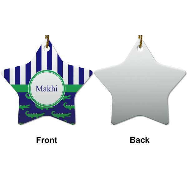 Alligators & Stripes Ceramic Flat Ornament - Star Front & Back (APPROVAL)