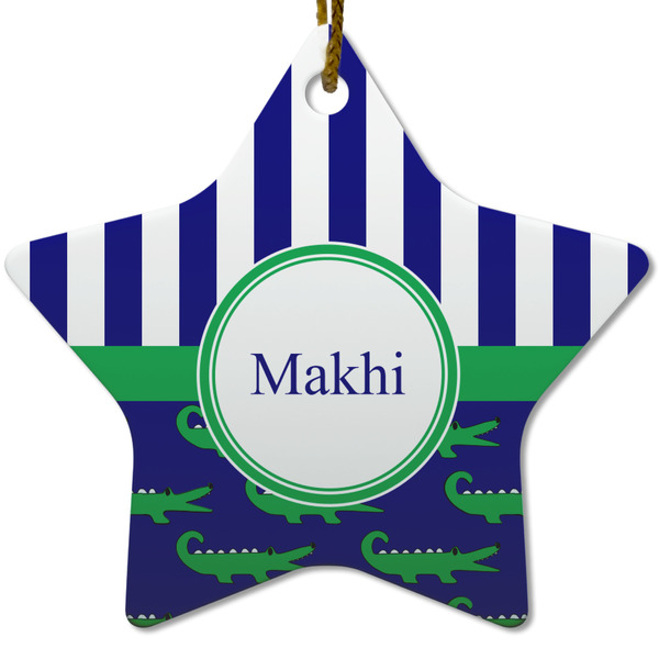 Custom Alligators & Stripes Star Ceramic Ornament w/ Name or Text