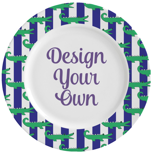 Custom Alligators & Stripes Ceramic Dinner Plates (Set of 4) (Personalized)