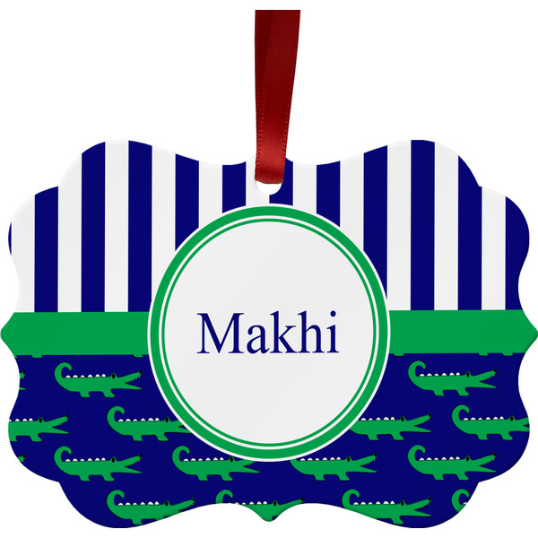 Alligators & Stripes Christmas Ornament (Front View)