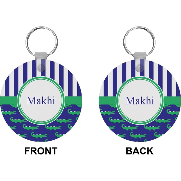 Alligators & Stripes Circle Keychain (Front + Back)