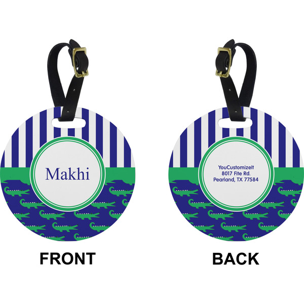 Alligators & Stripes Circle Luggage Tag (Front + Back)