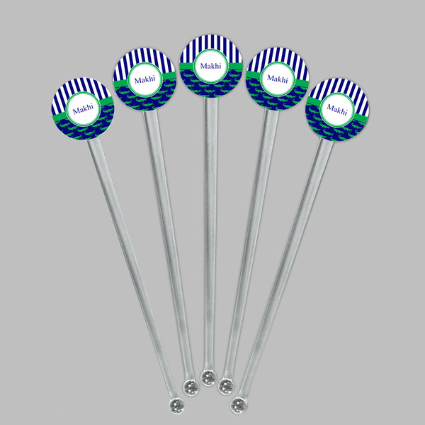 Alligators & Stripes Clear Plastic 7" Stir Stick - Round - Fan View