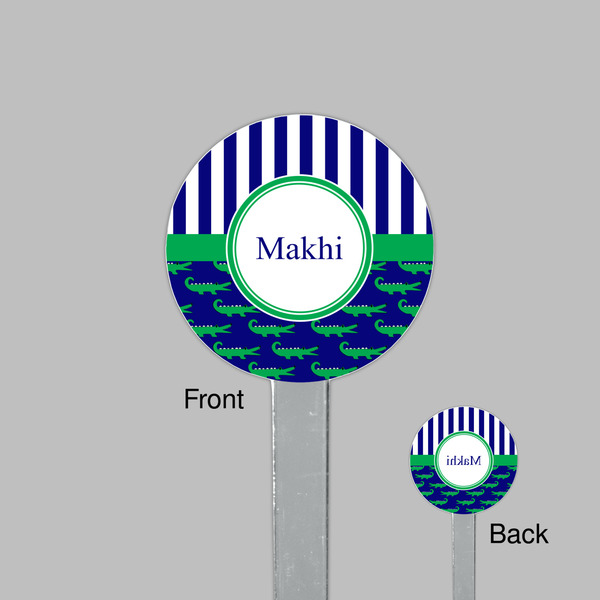 Alligators & Stripes Clear Plastic 7" Stir Stick - Round - Front & Back