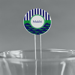 Alligators & Stripes 7" Round Plastic Stir Sticks - Clear (Personalized)