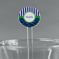 Alligators & Stripes 5.5" Round Plastic Stir Sticks - Clear (Personalized)