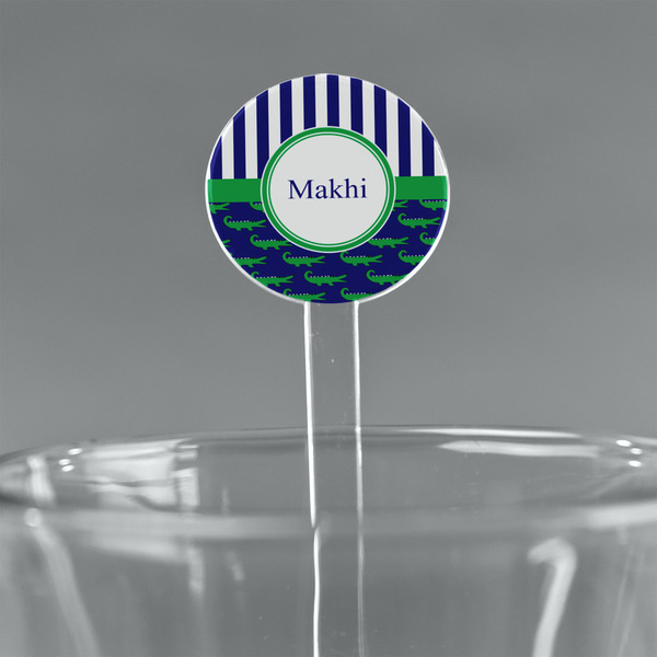 Custom Alligators & Stripes 5.5" Round Plastic Stir Sticks - Clear (Personalized)