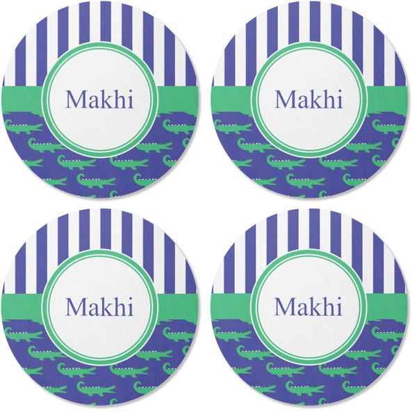 Alligators & Stripes Coaster Round Rubber Back - Apvl