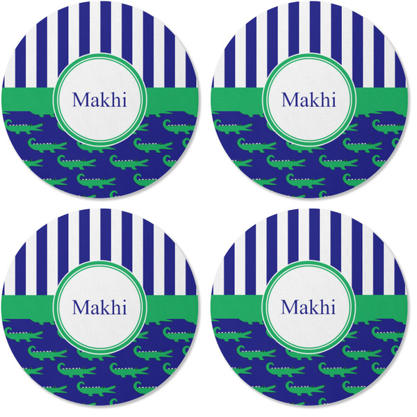 Alligators & Stripes Coaster Round Rubber Back - Apvl