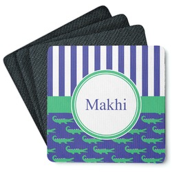 Alligators & Stripes Square Rubber Backed Coasters - Set of 4 (Personalized)