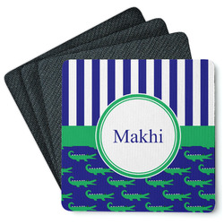 Alligators & Stripes Square Rubber Backed Coasters - Set of 4 (Personalized)