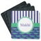 Alligators & Stripes Square Rubber Backed Coasters - Set of 4 (Personalized)