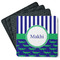 Alligators & Stripes Square Rubber Backed Coasters - Set of 4 (Personalized)