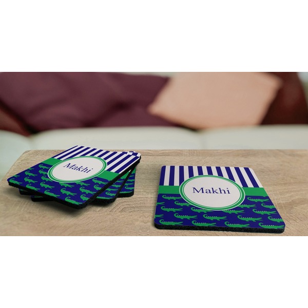 Alligators & Stripes Coaster Rubber Back - On Coffee Table