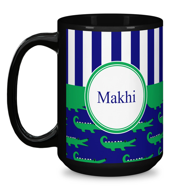 Alligators & Stripes Coffee Mug - 15 oz - Black