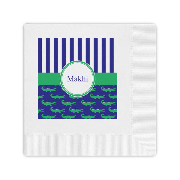 Custom Alligators & Stripes Coined Cocktail Napkins (Personalized)