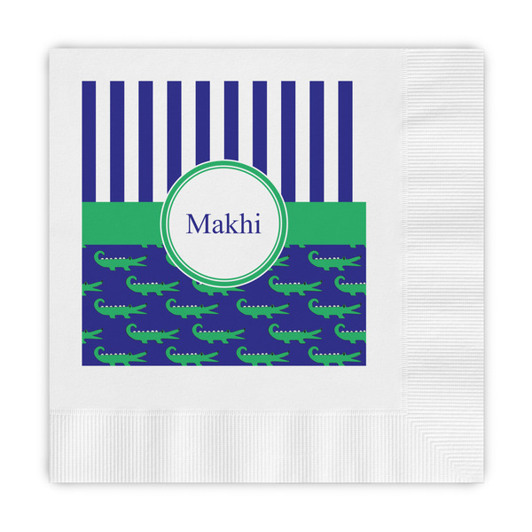 Custom Alligators & Stripes Embossed Decorative Napkins (Personalized)