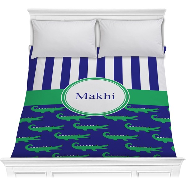 Custom Alligators & Stripes Comforter - Full / Queen (Personalized)