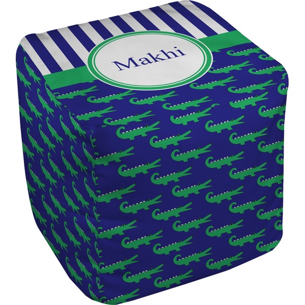 Custom Alligators & Stripes Cube Pouf Ottoman (Personalized)