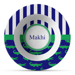 Alligators & Stripes Plastic Bowl - Microwave Safe - Composite Polymer (Personalized)