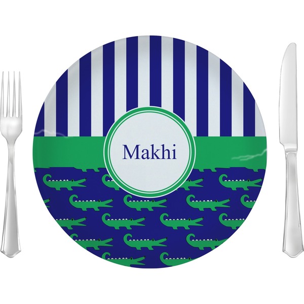 Custom Alligators & Stripes 10" Glass Lunch / Dinner Plates - Single or Set (Personalized)