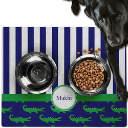 Alligators & Stripes Dog Food Mat - Large w/ Name or Text