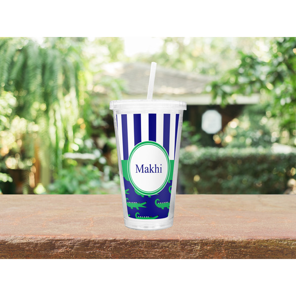 Alligators & Stripes Double Wall Tumbler with Straw Lifestyle