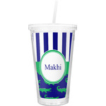 Alligators & Stripes Double Wall Tumbler with Straw (Personalized)