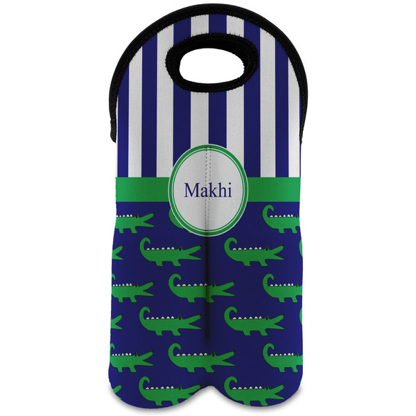 Custom Alligators & Stripes Wine Tote Bag (2 Bottles) (Personalized)