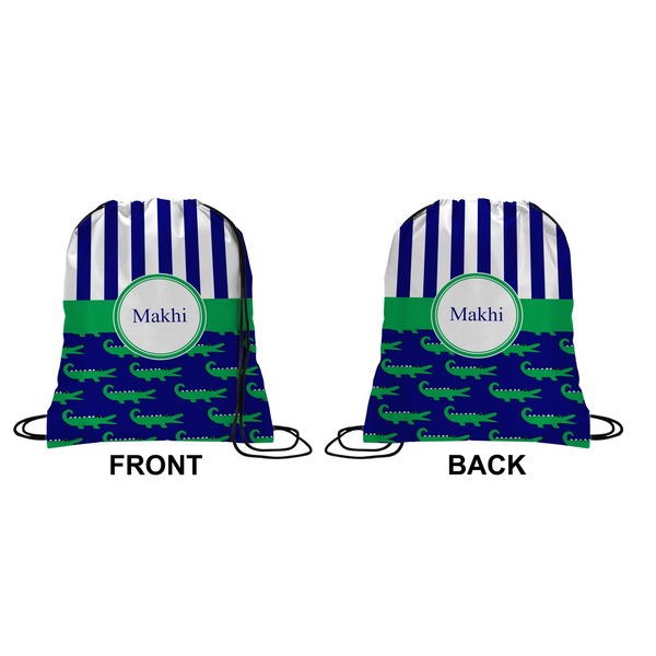 Alligators & Stripes Drawstring Backpack Front & Back Small