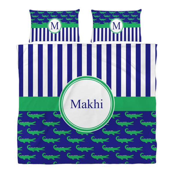 Alligators & Stripes Duvet Cover Set - King - Alt Approval