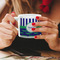 Alligators & Stripes Espresso Cup - 6oz (Double Shot) LIFESTYLE (Woman hands cropped)