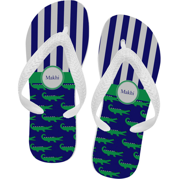Custom Alligators & Stripes Flip Flops - Small (Personalized)