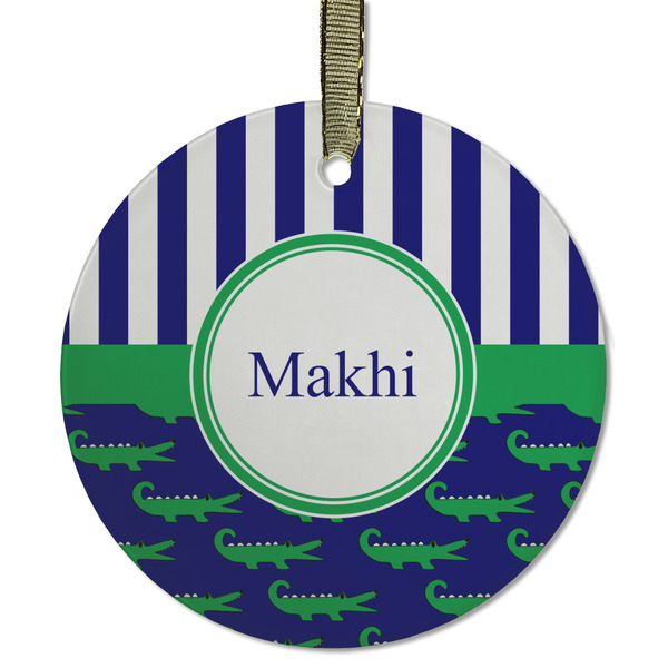 Alligators & Stripes Frosted Glass Ornament - Round