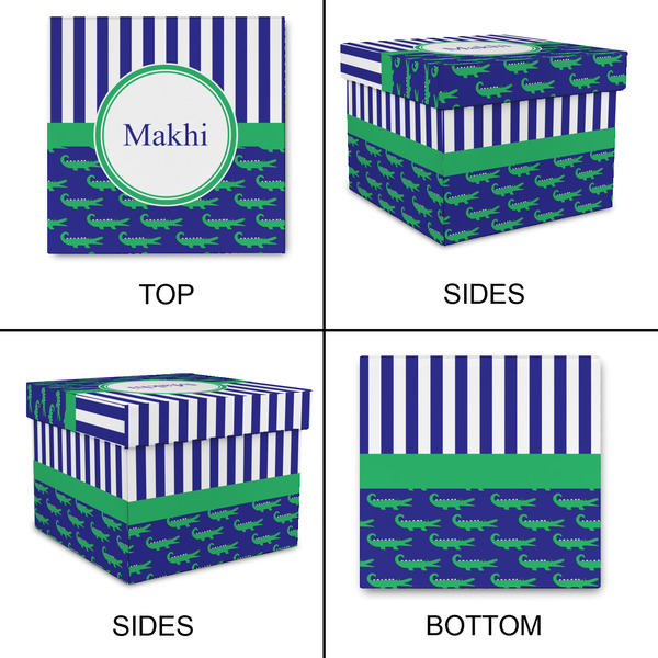 Alligators & Stripes Gift Boxes with Lid - Canvas Wrapped - Large - Approval