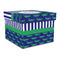 Alligators & Stripes Gift Boxes with Lid - Canvas Wrapped - Large - Front/Main
