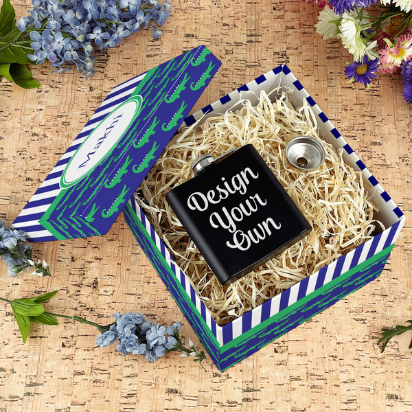 Alligators & Stripes Gift Boxes with Lid - Canvas Wrapped - Large - In Context