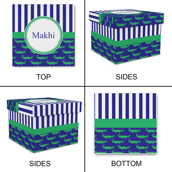 Alligators & Stripes Gift Boxes with Lid - Canvas Wrapped - Medium - Approval