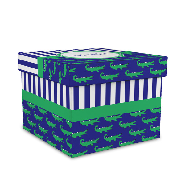Custom Alligators & Stripes Gift Box with Lid - Canvas Wrapped - Medium (Personalized)